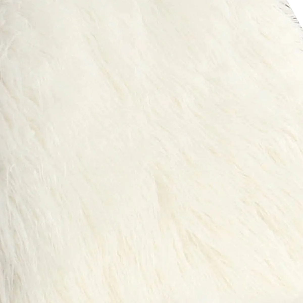 Benzara Faux Fur Upholstered Contemporary Metal Accent Chair, White and Gold BM205377