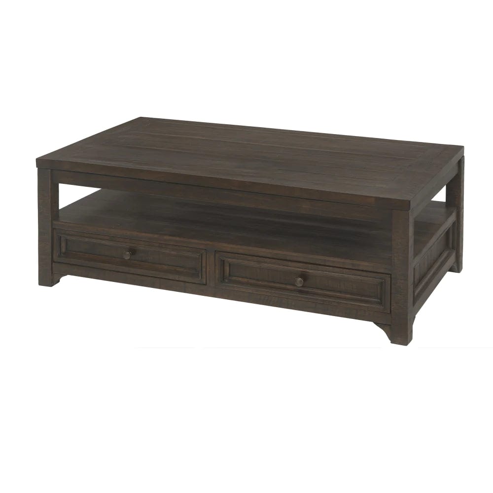 Benzara Rectangular Wooden Lift Top Coffee Table with 2 Drawers, Brown BM205982