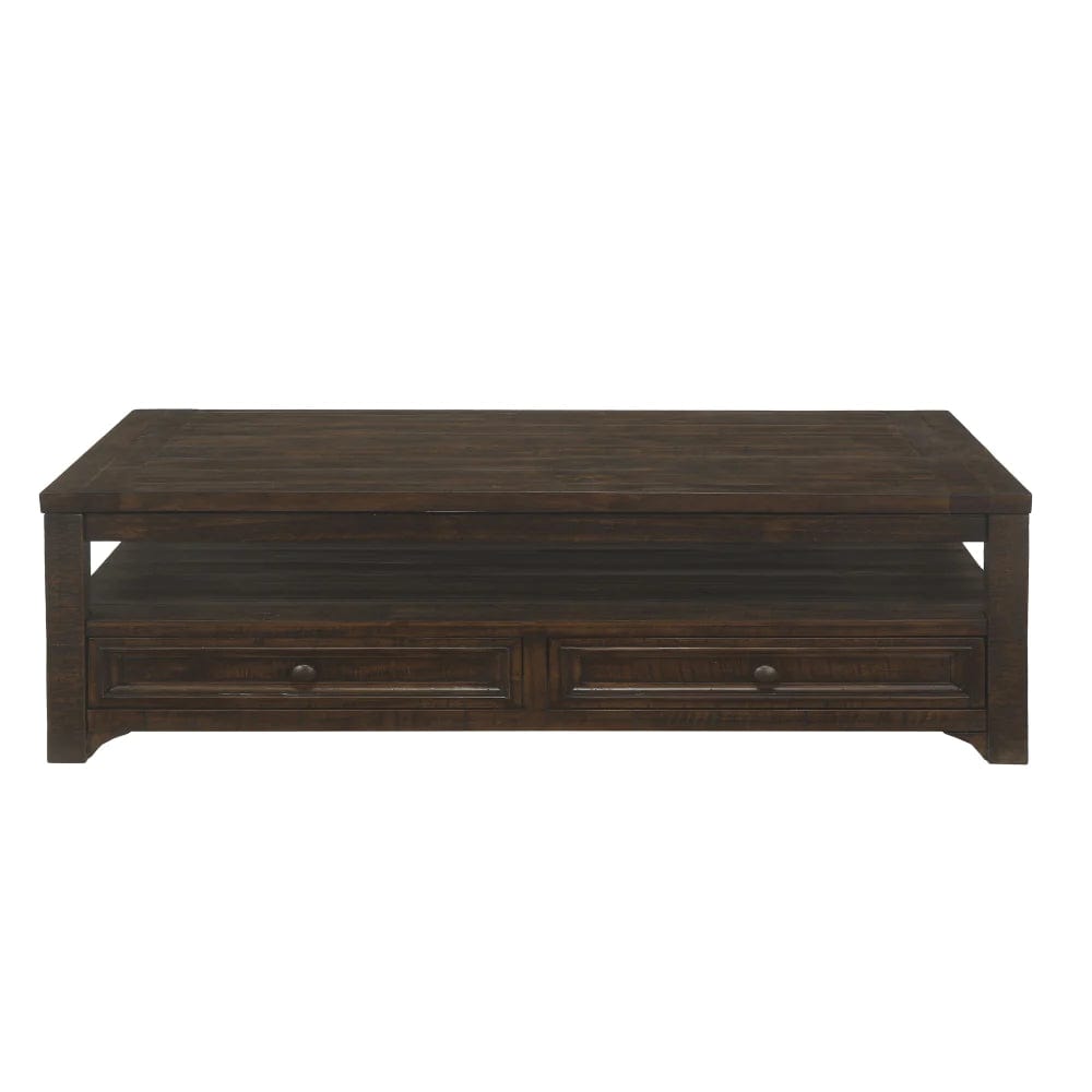 Benzara Rectangular Wooden Lift Top Coffee Table with 2 Drawers, Brown BM205982