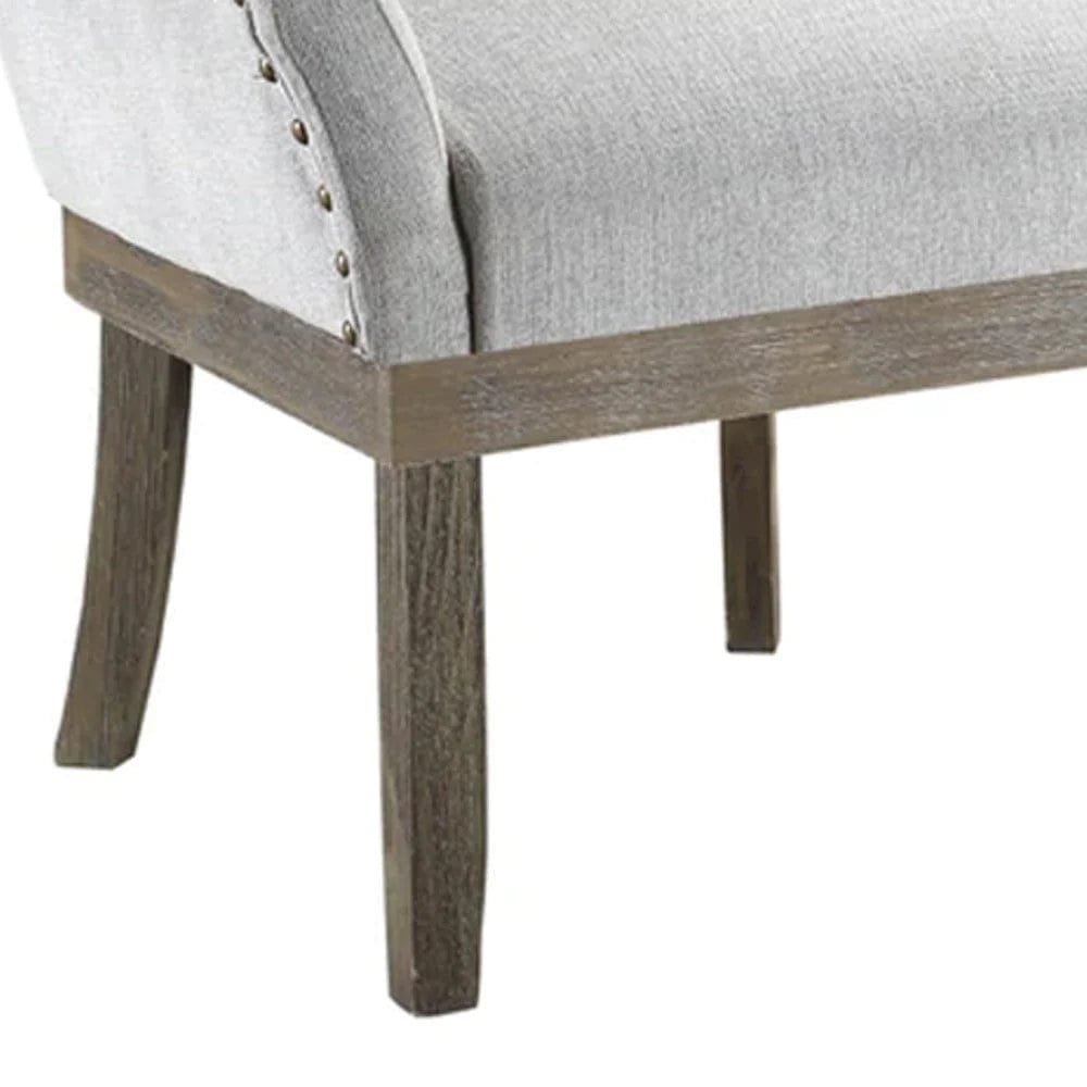 Benzara 20 Inch Solid Wood Arm Chair, Nailhead Trim, Flared Track Arms, Gray BM275733