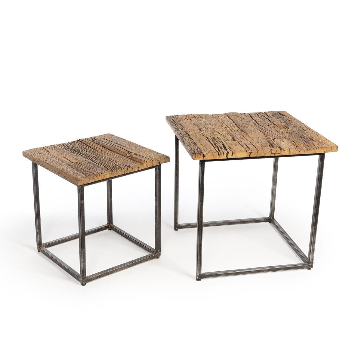 Parkhill Railway Wood and Iron Nested Side Tables EFT06055