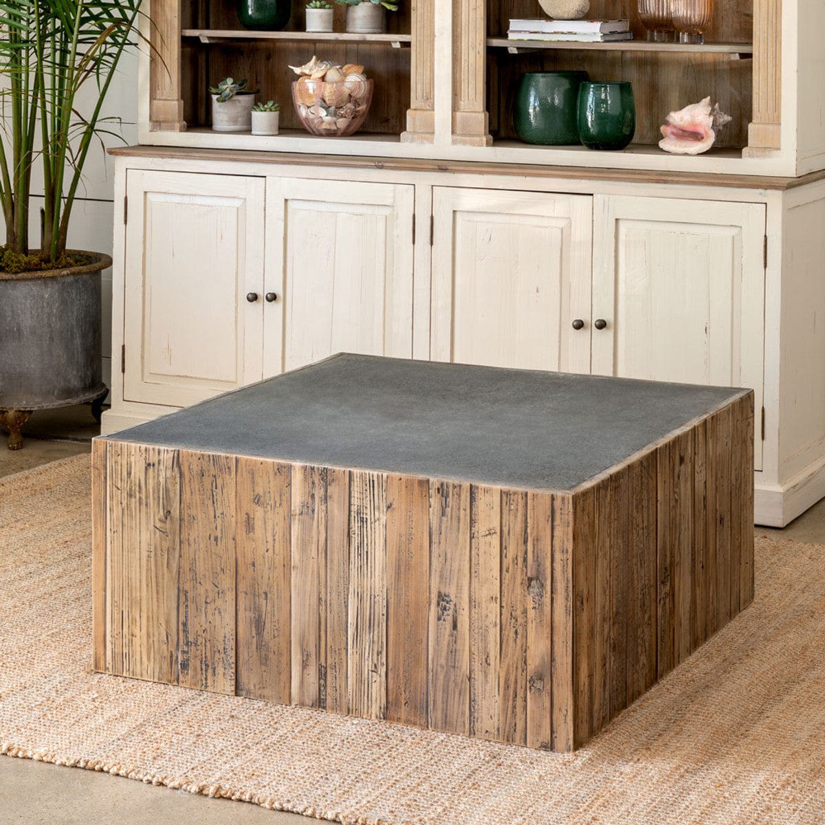 Parkhill Aged Zinc Top Platform Coffee Table EFT06097