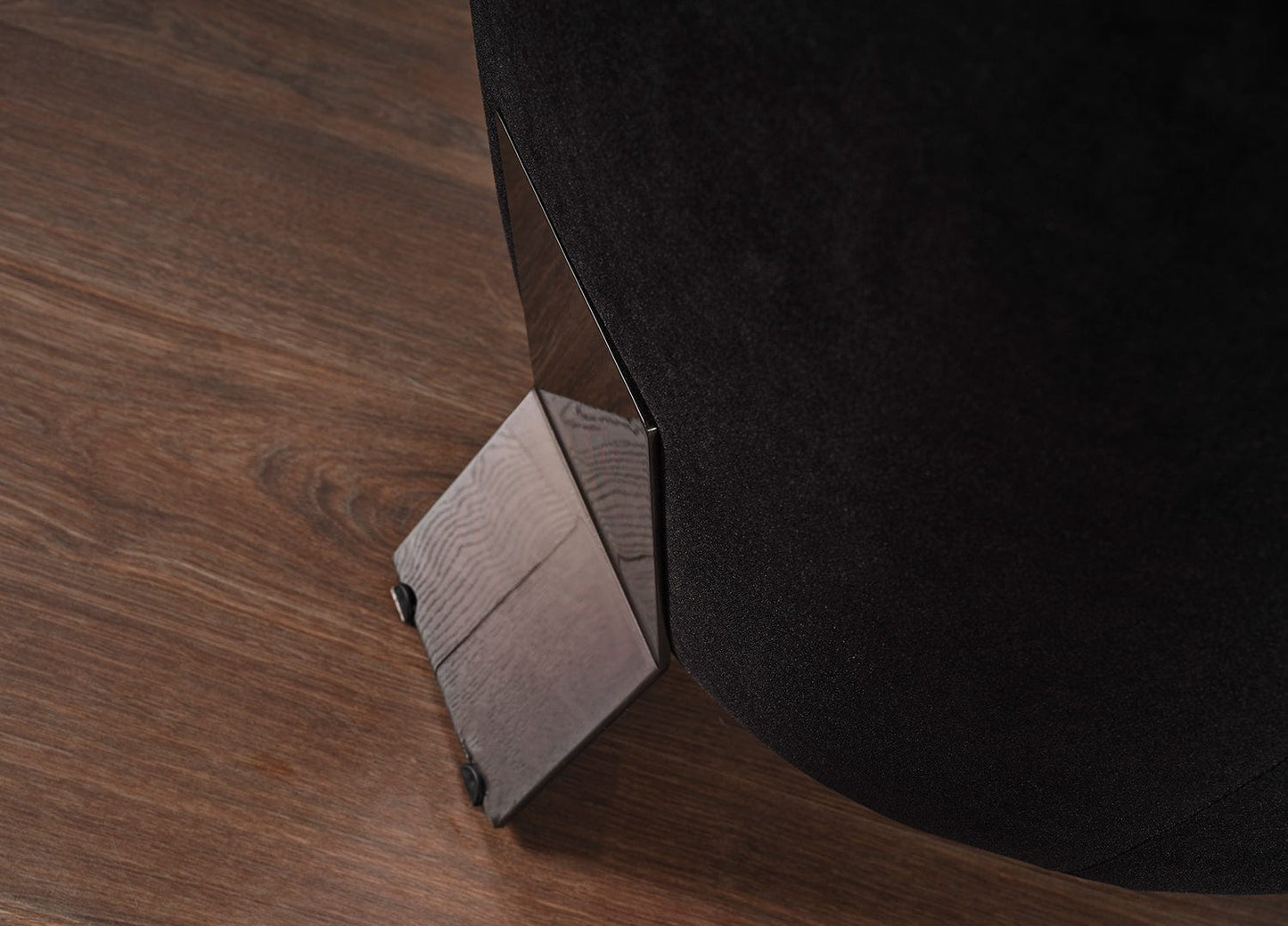 Whiteline Favori Accent Armchair, Black Fabric, Smokey Nickel Legs CH1840-BLK - Essential Livingroom