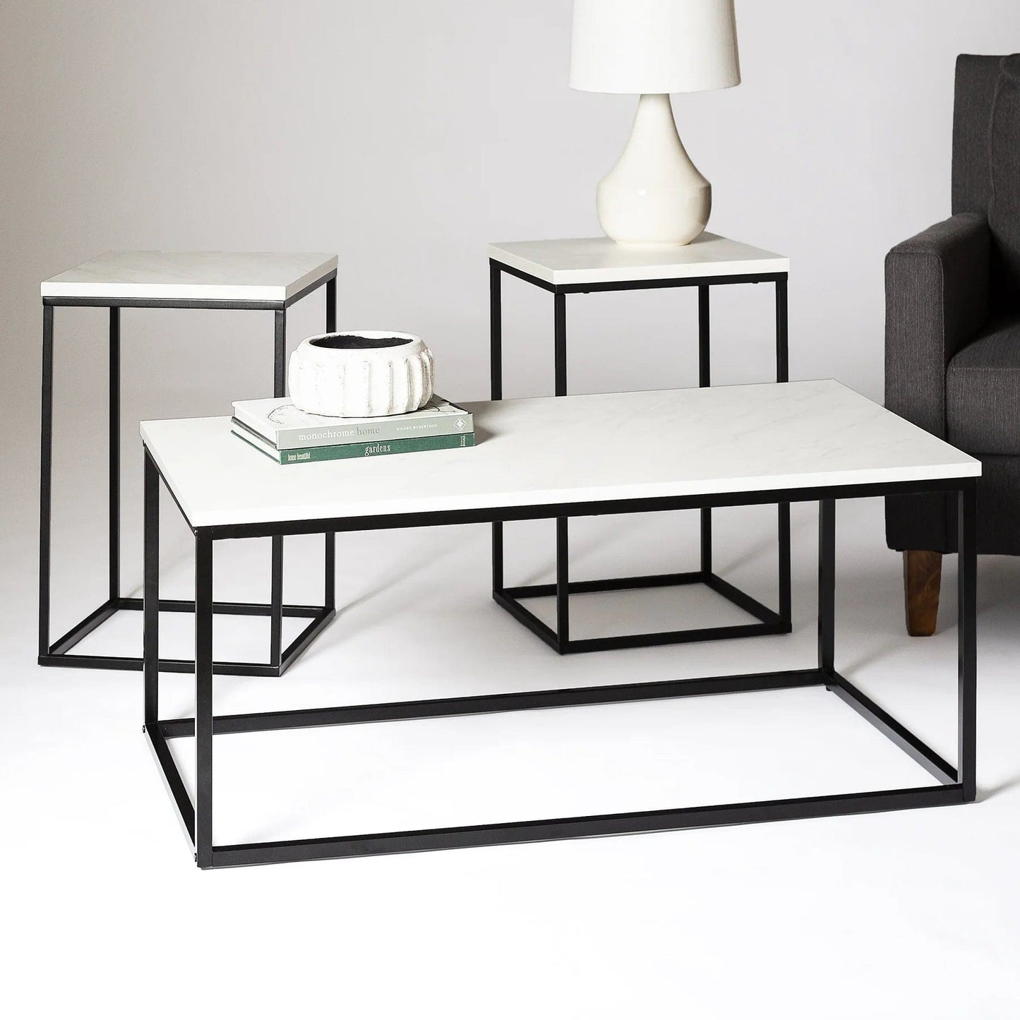 Walker Edison 3-Piece Open Box Accent Table Set GC42LWSQ3PWM