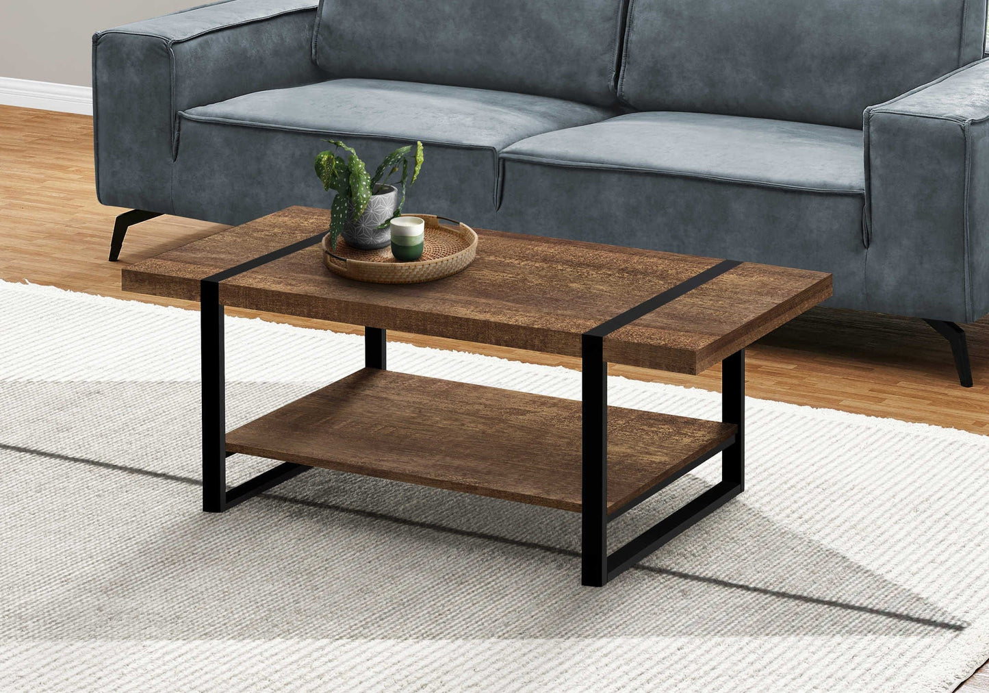 Monarch Specialties Coffee Table Black Metal 48"L - Essential Livingroom