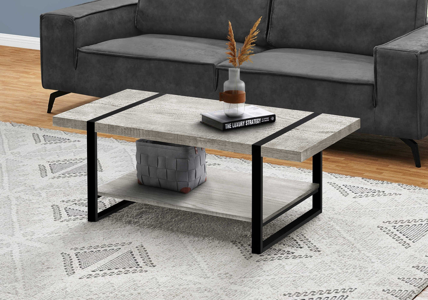 Monarch Specialties Coffee Table Black Metal 48"L - Essential Livingroom