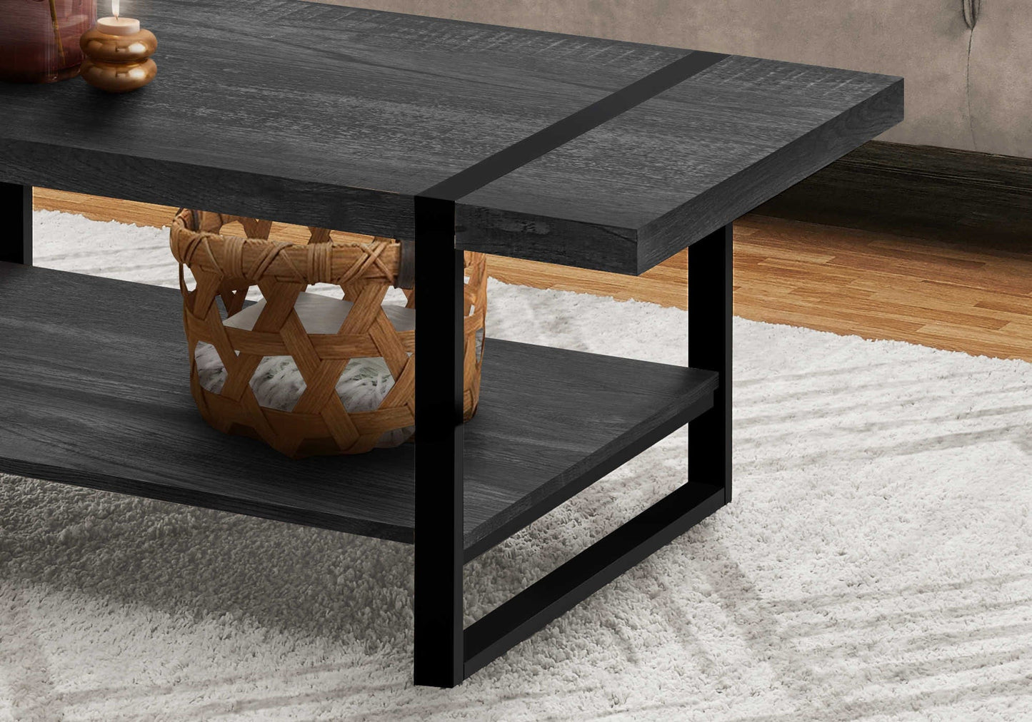Monarch Specialties Coffee Table Black Metal 48"L - Essential Livingroom
