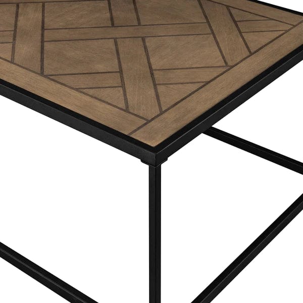 Walker Edison Contemporary Decorative Parquet-Top Rectangle Coffee Table PRTL1KPQ