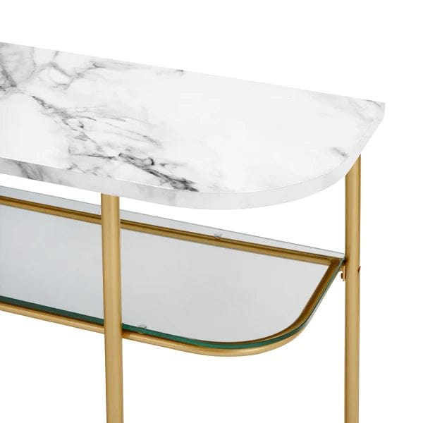 Walker Edison Modern Minimal Curved Faux Marble Entry Table TLLL2KCMG