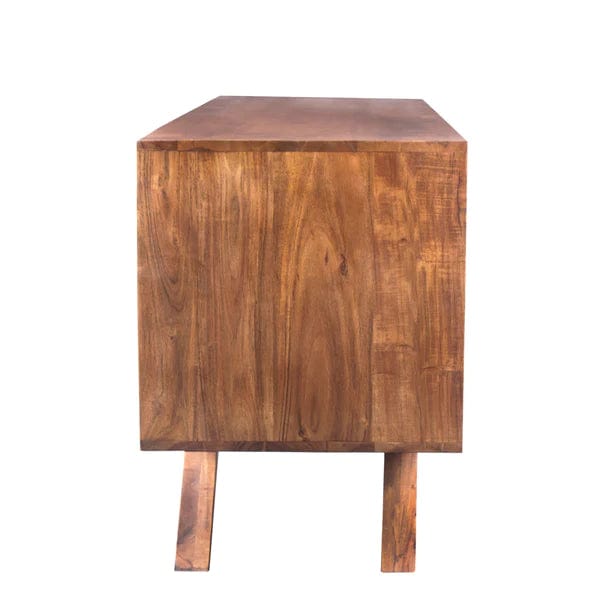 Benzara Mid Century Modern Acacia Wood Tv Unit With Wide Storage, Walnut Brown UPT-182998