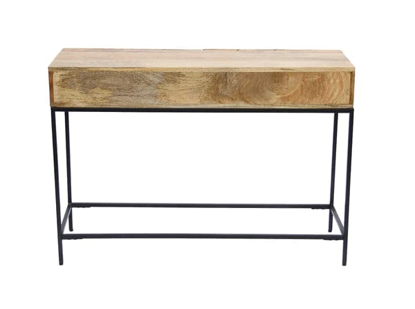 Benzara Mango Wood and Metal Console Table With Two Drawers, Brown UPT-39270