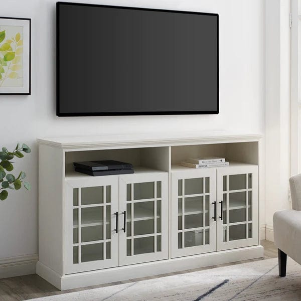 Walker Edison Hazel Glass 4 Door TV Stand