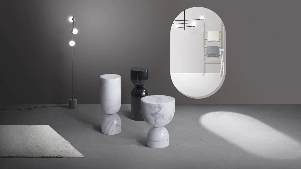 Mobital USA Apothecary 17" or 23" Tall End Table White Marble - Essential Livingroom