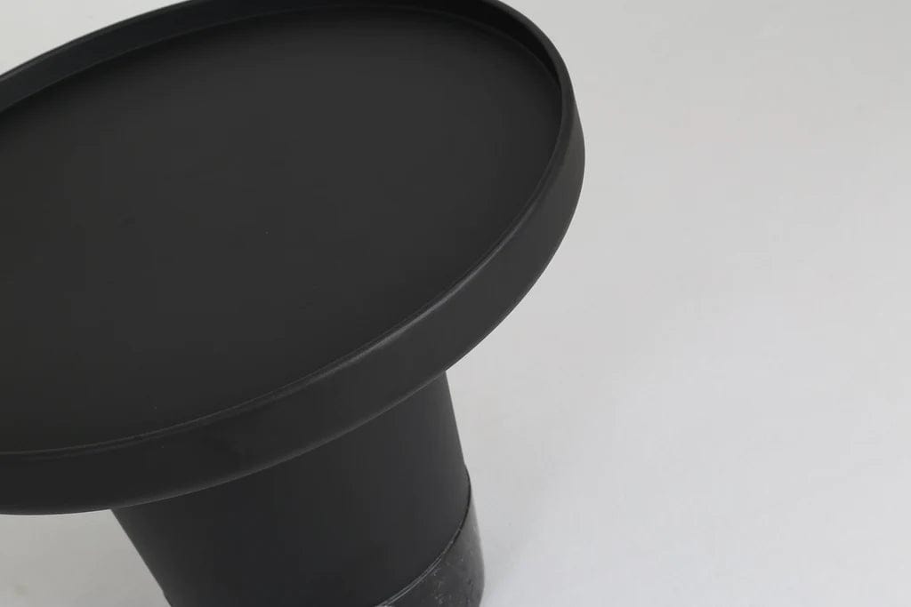 Mobital USA Spacer End Table Powder Coated Matte Black Aluminum Top, Black Marble Base WEN-SPAC-MBLA-MARBL - Essential Livingroom