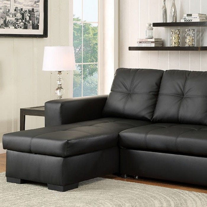 Furniture of America Dento Transitional Sleeper Storage Sectional in Black IDF-6149BK-SEC