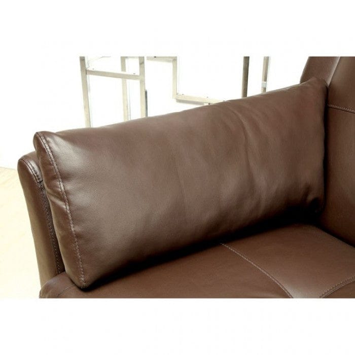 Furniture of America Noah Contemporary Faux Leather L-Shape Sectional in Brown IDF-6268BR