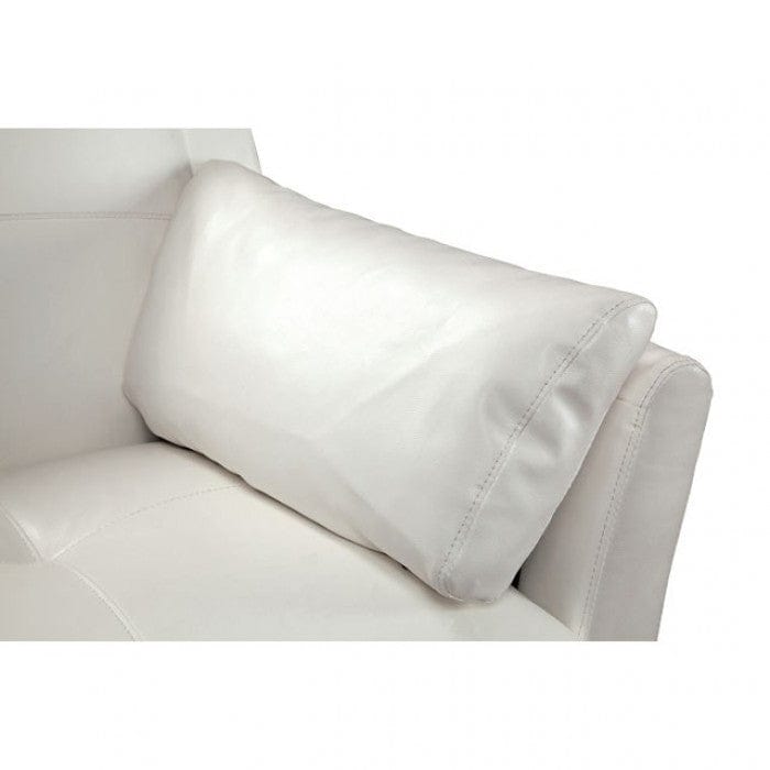 Furniture of America Noah Contemporary Faux Leather L-Shape Sectional in White IDF-6268WH