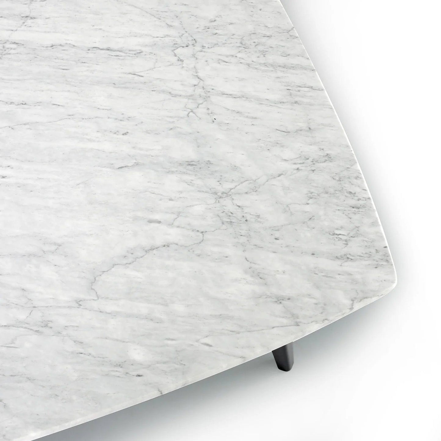 The Bianco Collection Prata 36" Square Italian Carrara White Marble Coffee Table with Metal Legs TBC-4060-PT1510-WHT