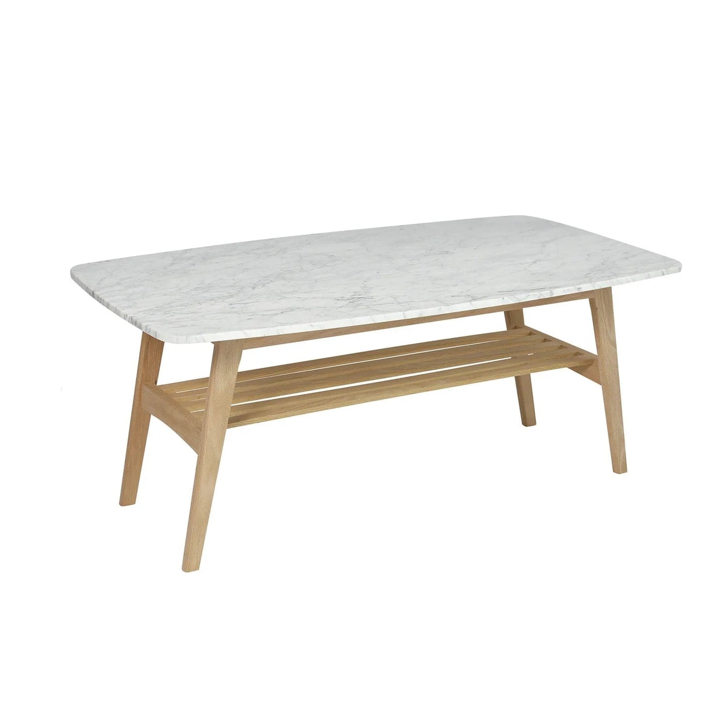 The Bianco Collection Laura 43" Rectangular Italian Carrara White Marble Coffee Table