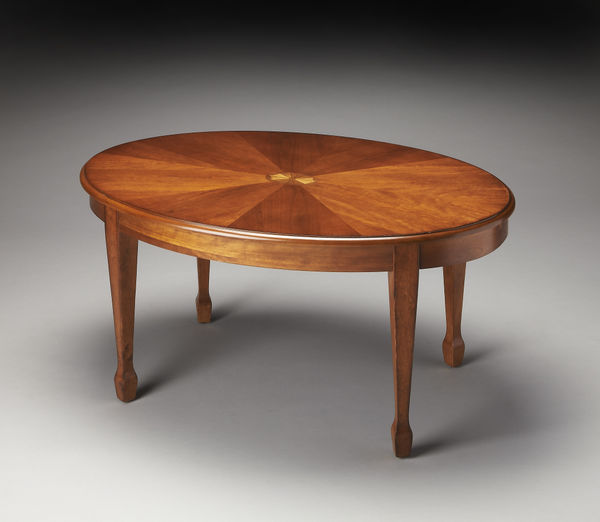 Butler Specialty Company Clayton Oval Wood Coffee Table, Medium Brown 1234101
