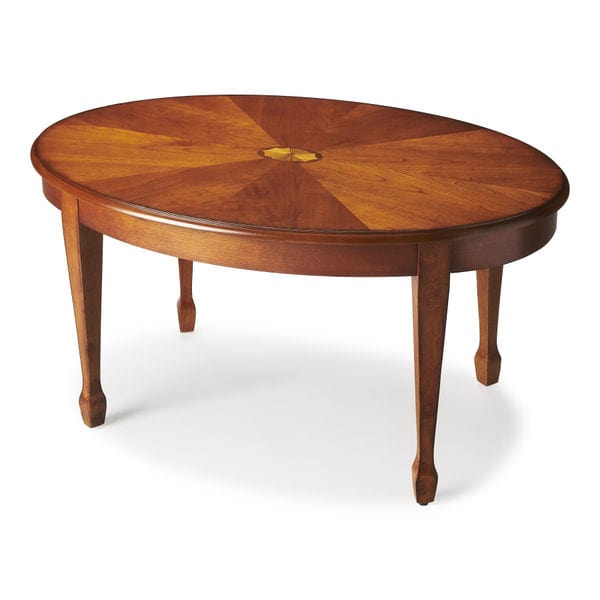 Butler Specialty Company Clayton Oval Wood Coffee Table, Medium Brown 1234101