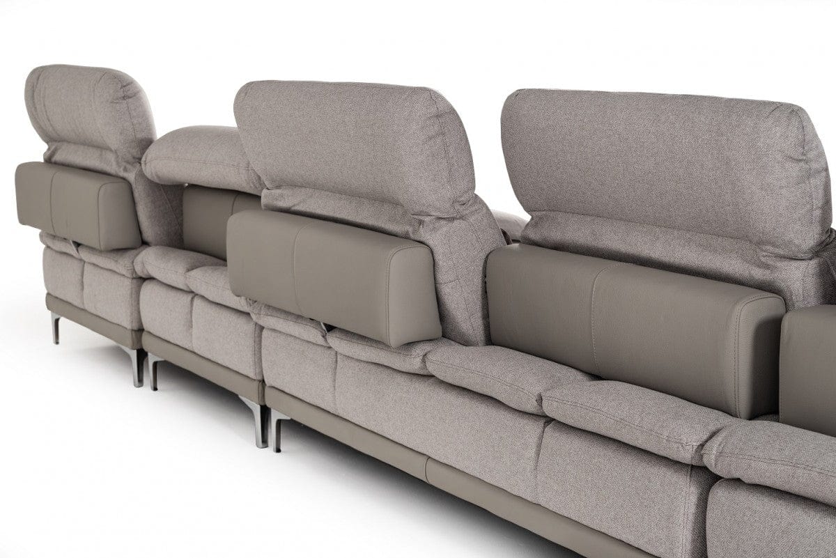 Homeroots 39" Grey Fabric Foam Wood and Stainless Steel Sectional Sofa 283228