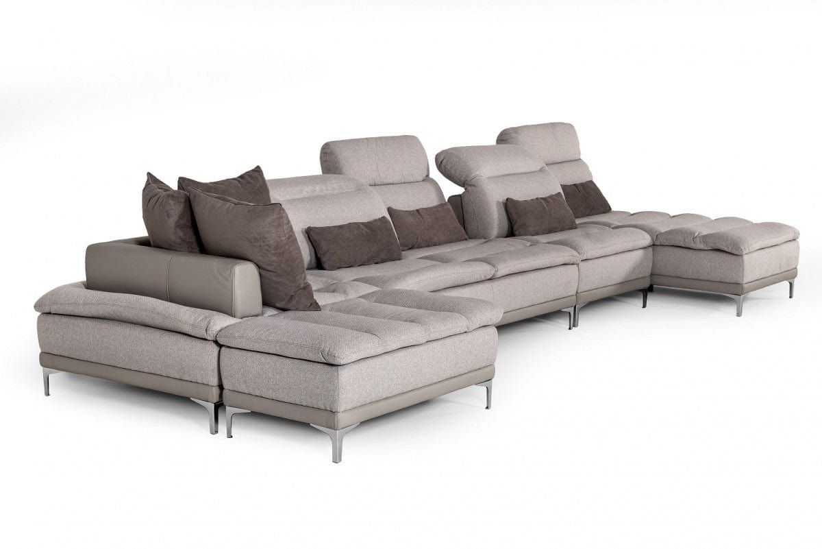 Homeroots 39" Grey Fabric Foam Wood and Stainless Steel Sectional Sofa 283228