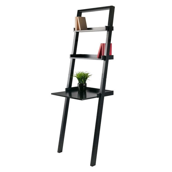 Winsome Bellamy 3-Pc Leaning Desk & Shelf Set, Black 29335 - Essential Livingroom