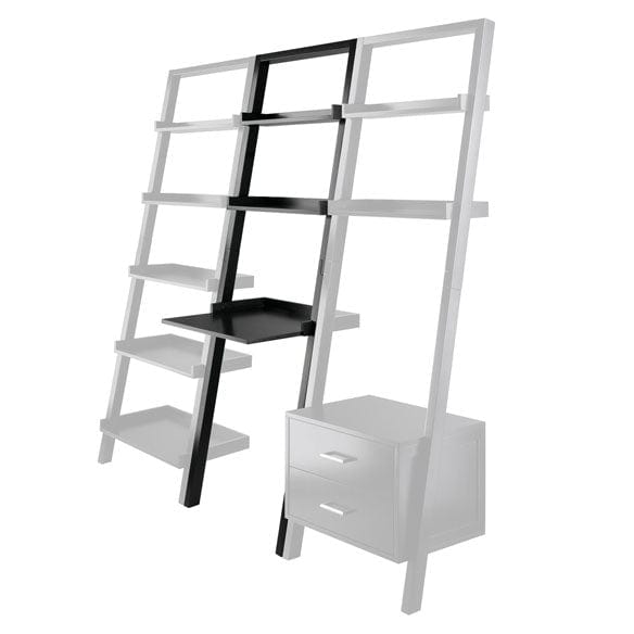 Winsome Bellamy 3-Pc Leaning Desk & Shelf Set, Black 29335 - Essential Livingroom