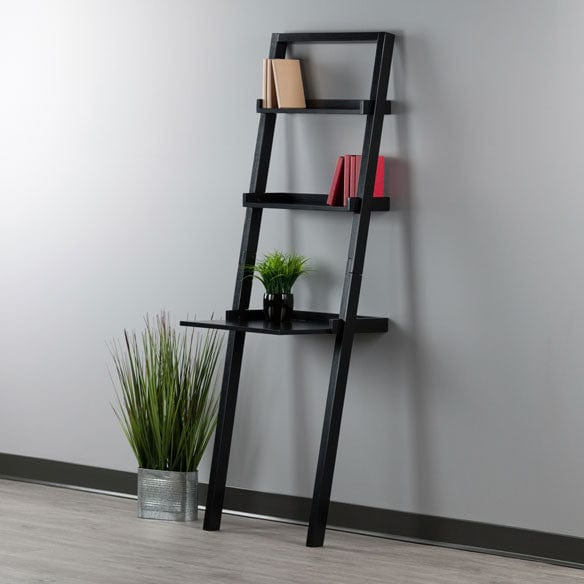 Winsome Bellamy 3-Pc Leaning Desk & Shelf Set, Black 29335 - Essential Livingroom
