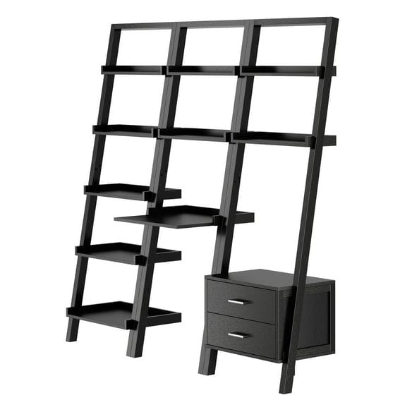 Winsome Bellamy 3-Pc Leaning Desk & Shelf Set, Black 29335 - Essential Livingroom