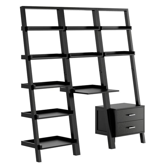 Winsome Bellamy 3-Pc Leaning Desk & Shelf Set, Black 29335 - Essential Livingroom