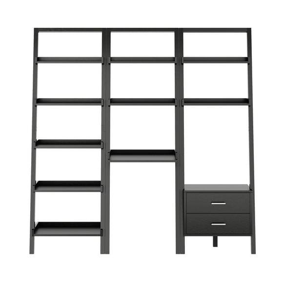 Winsome Bellamy 3-Pc Leaning Desk & Shelf Set, Black 29335 - Essential Livingroom