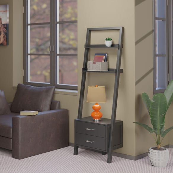 Winsome Bellamy 3-Pc Leaning Desk & Shelf Set, Black 29335 - Essential Livingroom