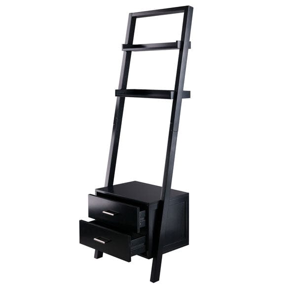 Winsome Bellamy 3-Pc Leaning Desk & Shelf Set, Black 29335 - Essential Livingroom