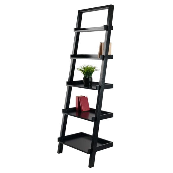 Winsome Bellamy 3-Pc Leaning Desk & Shelf Set, Black 29335 - Essential Livingroom