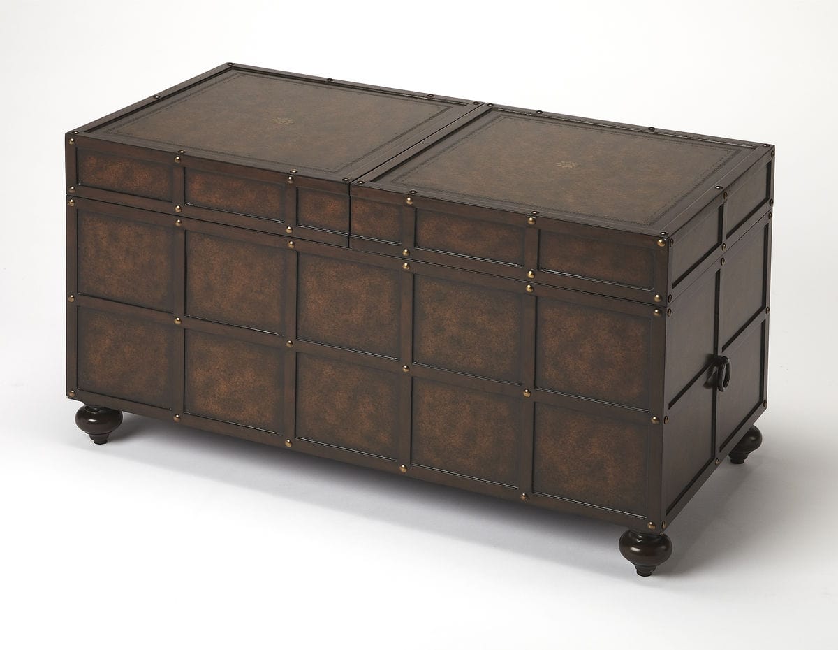 Butler Specialty Company Dennard Faux Leather Coffee Table, Dark Brown 3857070