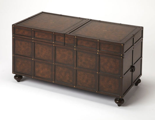Butler Specialty Company Dennard Faux Leather Coffee Table, Dark Brown 3857070