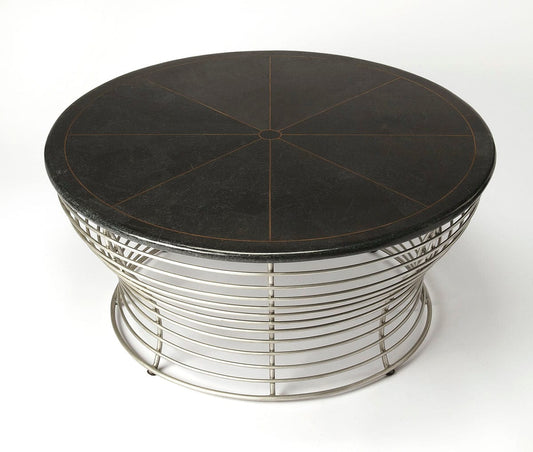 Butler Specialty Company Fleming Fossil Stone & Metal Coffee Table, Black 5274025