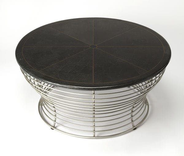 Butler Specialty Company Fleming Fossil Stone & Metal Coffee Table, Black 5274025