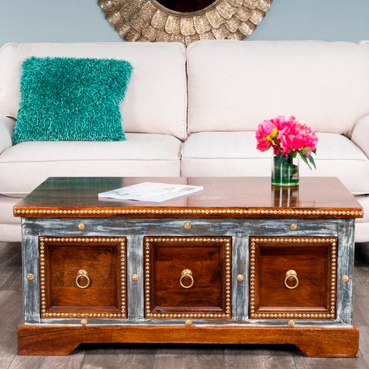 Butler Specialty Company Tennor Wood & Hand Painted Storage Coffee Table, Medium Brown 5480290