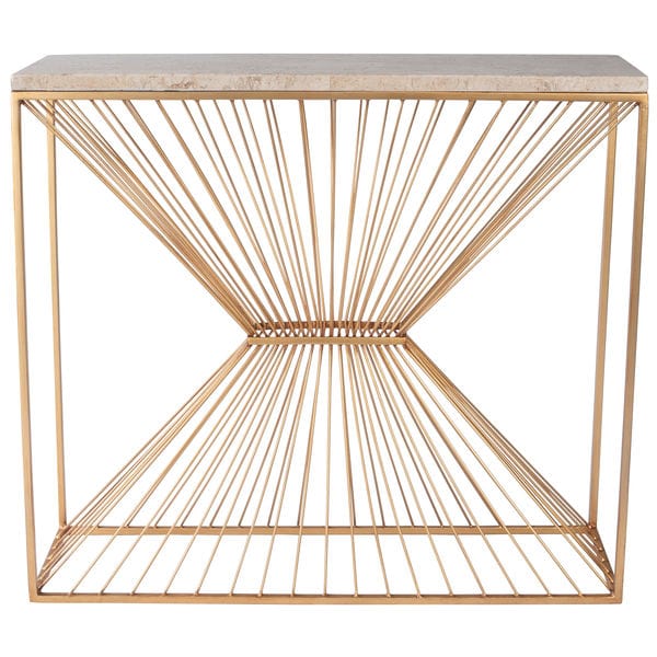Butler Specialty Company Cosmo Fossil Stone & Metal Console Table, Gold 5485350