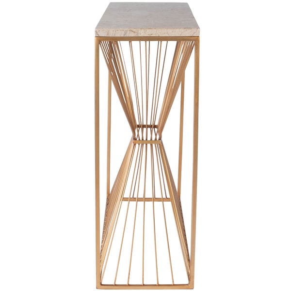 Butler Specialty Company Cosmo Fossil Stone & Metal Console Table, Gold 5485350