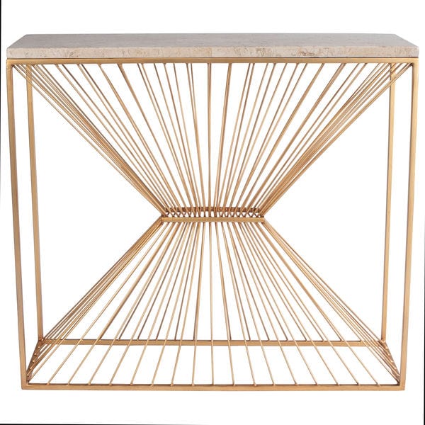 Butler Specialty Company Cosmo Fossil Stone & Metal Console Table, Gold 5485350