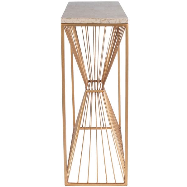 Butler Specialty Company Cosmo Fossil Stone & Metal Console Table, Gold 5485350