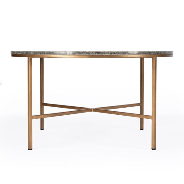 Butler Specialty Company Grafton Marble Round Coffee Table, Gold, Gray 5628025