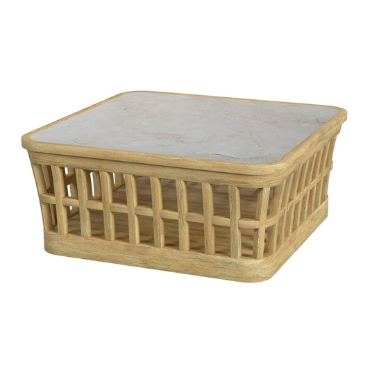 Butler Specialty Company Monhegan Outdoor Teak and Marble Coffee Table, Light Brown 5666436