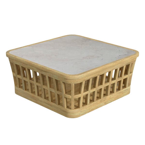 Butler Specialty Company Monhegan Outdoor Teak and Marble Coffee Table, Light Brown 5666436