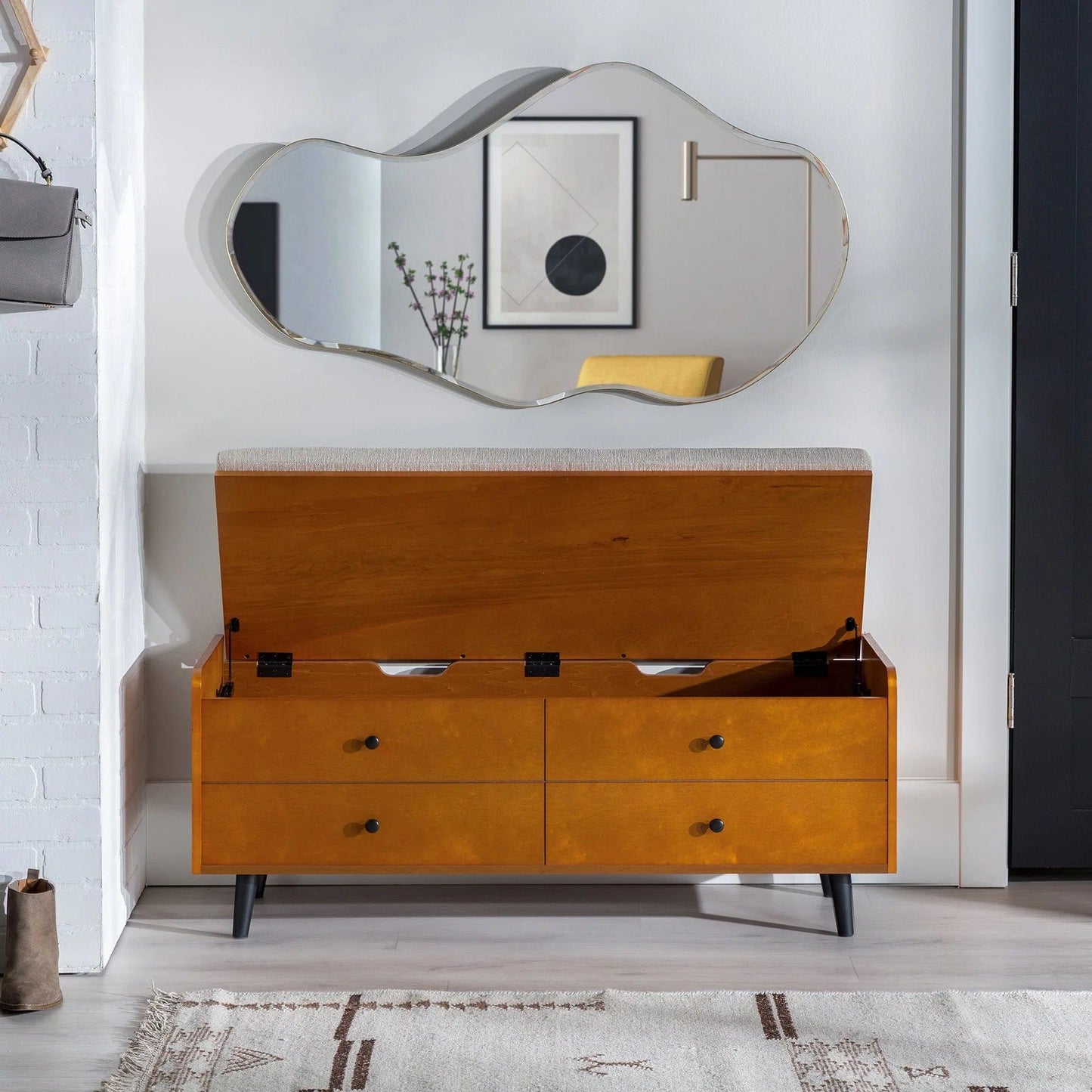 Walker Edison Mid-Century Storage Bench