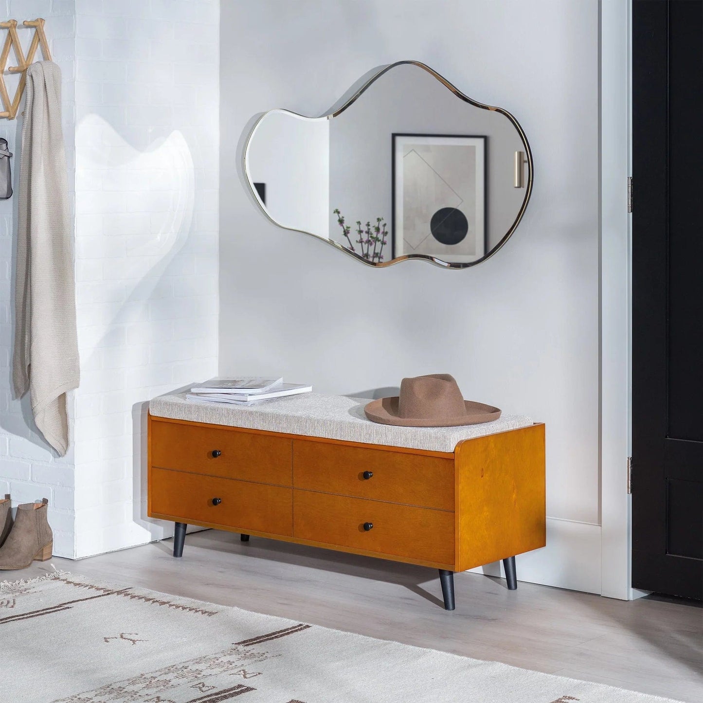 Walker Edison Mid-Century Storage Bench